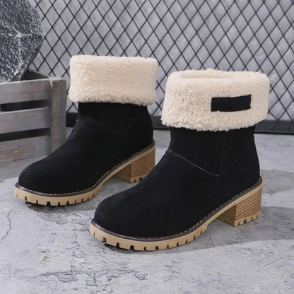 Botas de Invierno de Corte Médio com Salto Grosso para Mulher