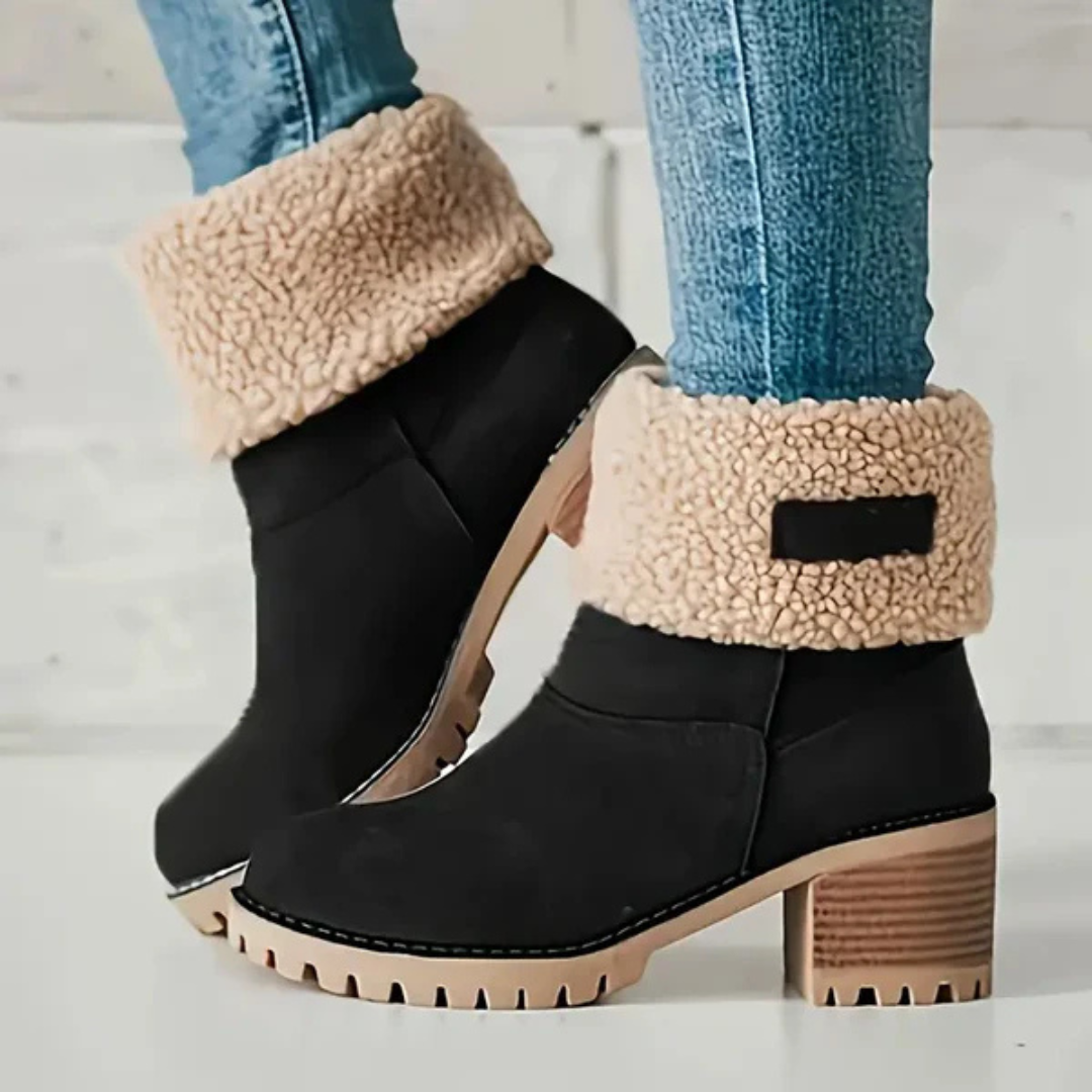 Botas de Invierno de Corte Médio com Salto Grosso para Mulher