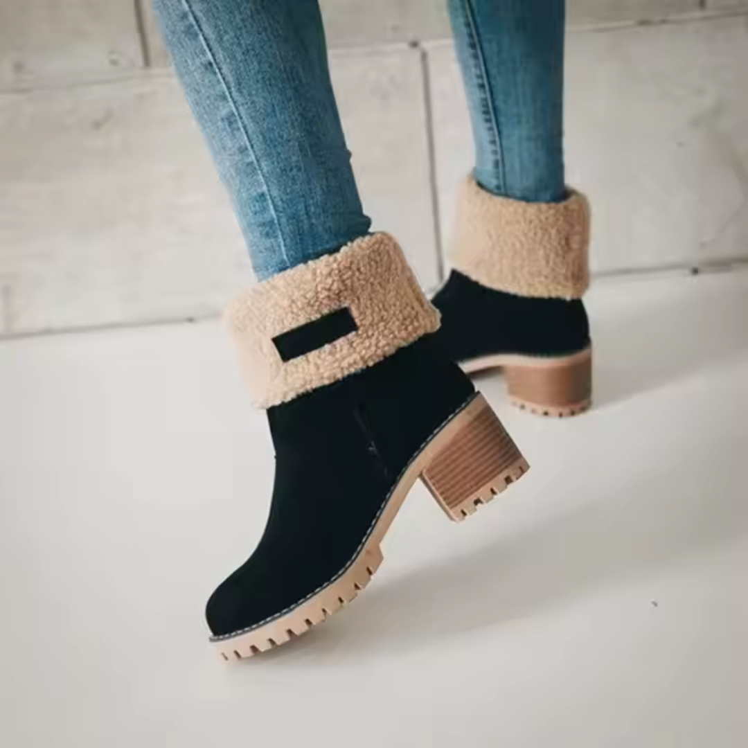 Botas de Invierno de Corte Médio com Salto Grosso para Mulher