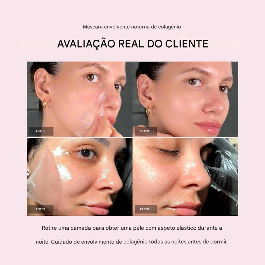 Máscara Facial com Envolvimento de Colagénio Durante a Noite