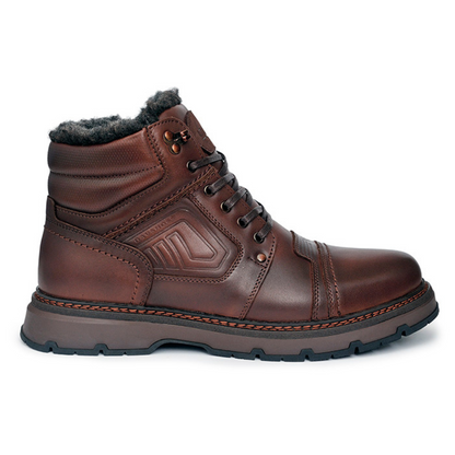 Botas de Inverno para Homem em Couro Genuíno Castanho