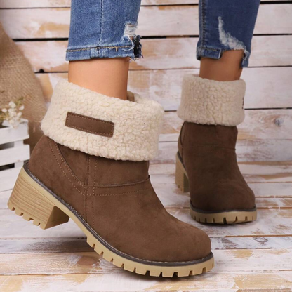 Botas de Invierno de Corte Médio com Salto Grosso para Mulher