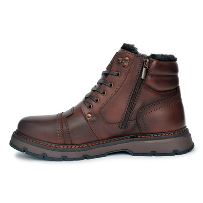 Botas de Inverno para Homem em Couro Genuíno Castanho