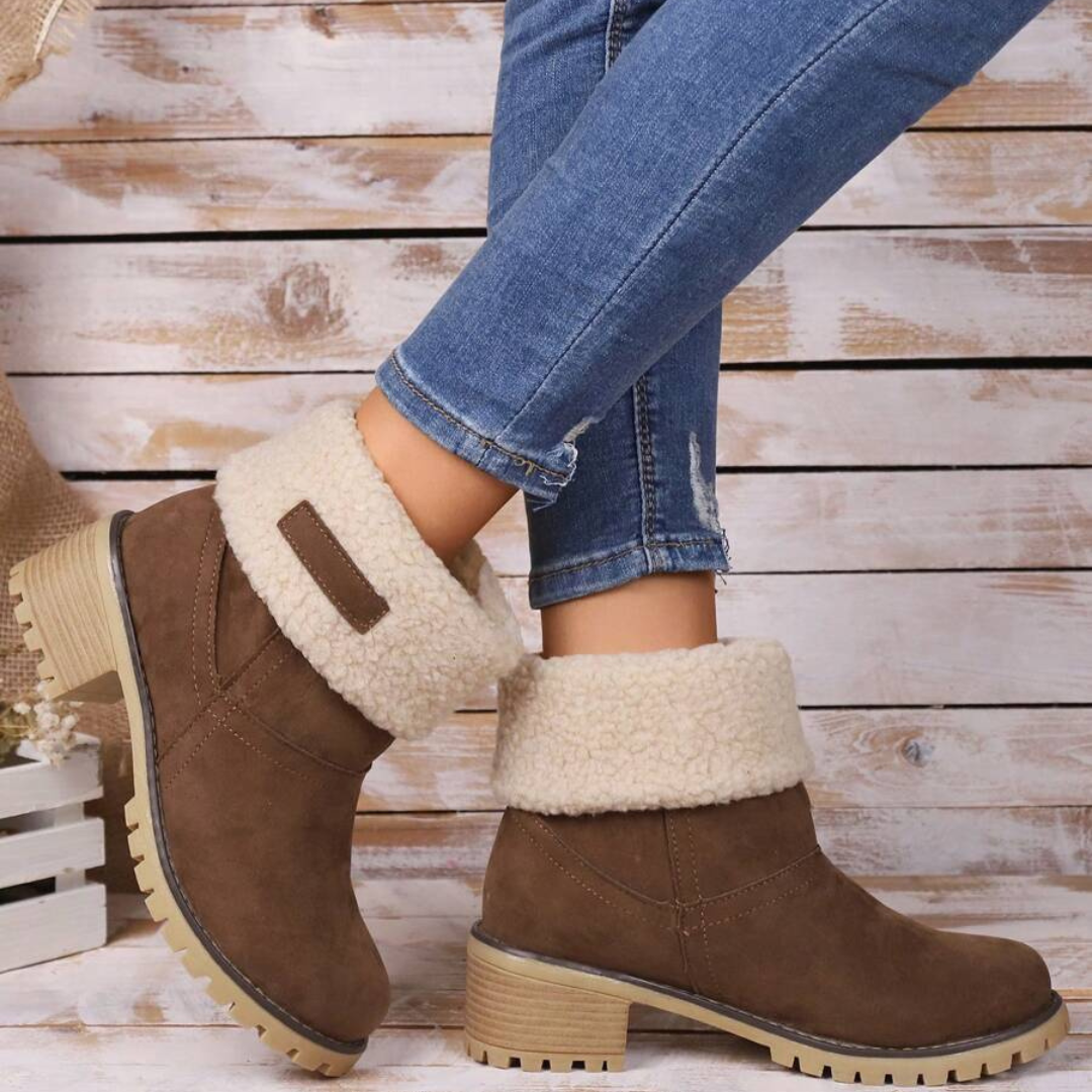 Botas de Invierno de Corte Médio com Salto Grosso para Mulher