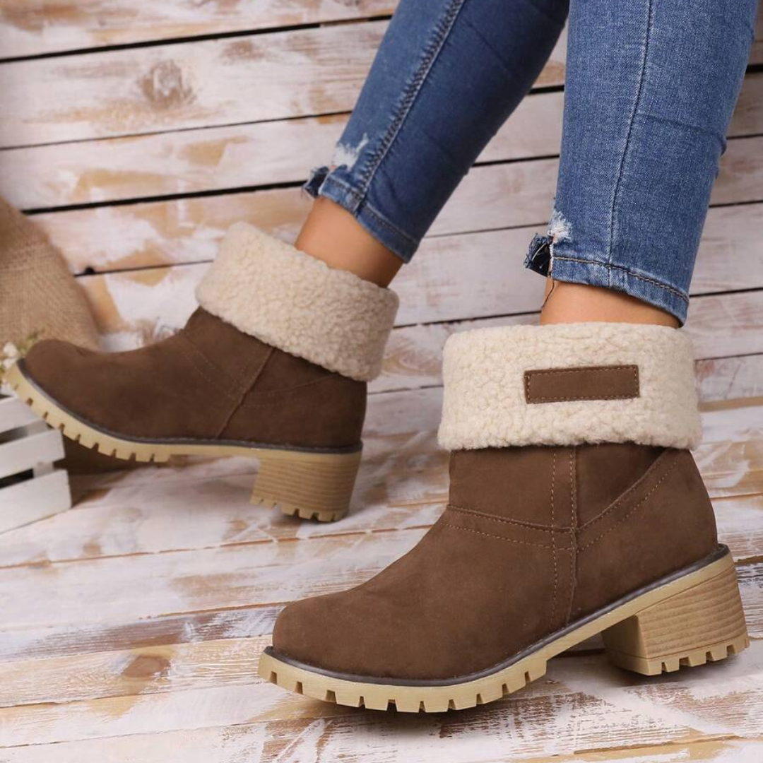 Botas de Invierno de Corte Médio com Salto Grosso para Mulher