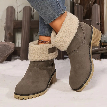 Botas de Invierno de Corte Médio com Salto Grosso para Mulher