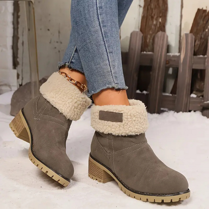 Botas de Invierno de Corte Médio com Salto Grosso para Mulher