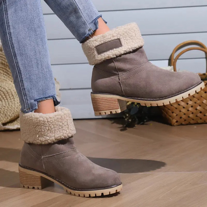 Botas de Invierno de Corte Médio com Salto Grosso para Mulher