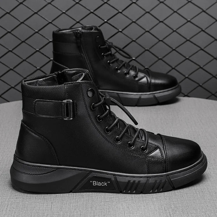 Botas de couro preto para homem